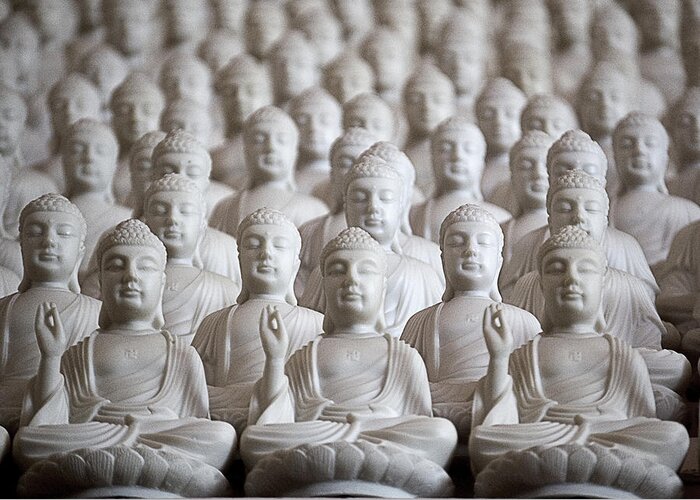 Buddha Greeting Card featuring the photograph Ten Thousand Buddhas by Patricia Bolgosano