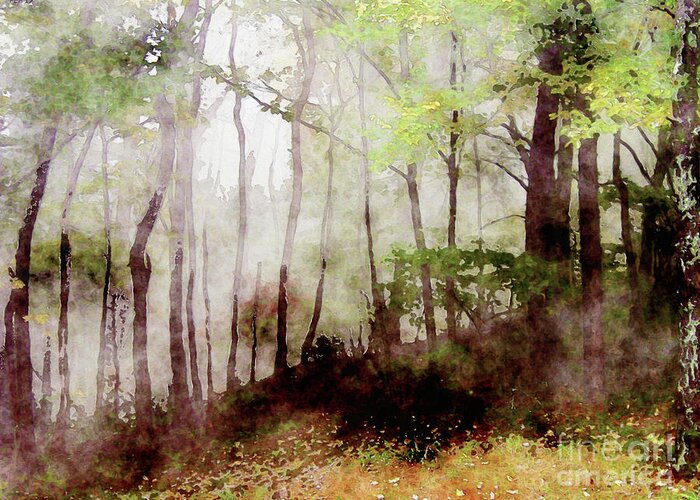 Tennessee Greeting Card featuring the digital art Tennessee Forest Fog by Phil Perkins