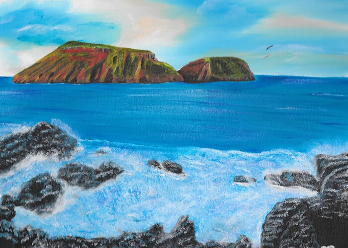 Island Greeting Card featuring the painting Terceira Island by David Bigelow