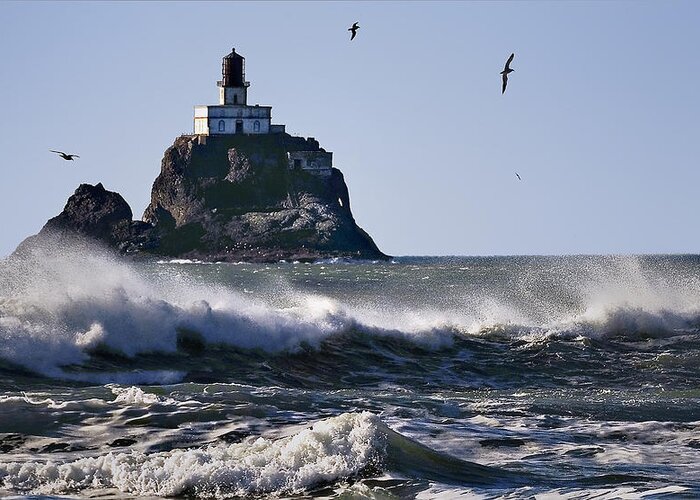 Tillamook Rock Lighthouse Greeting Card featuring the photograph Terrible Tilly by John Christopher