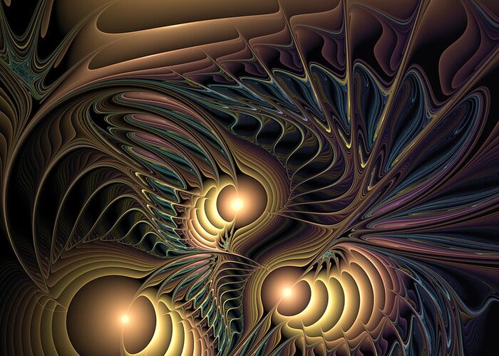 Abstract Greeting Card featuring the digital art Tertiary Harmonics by Casey Kotas