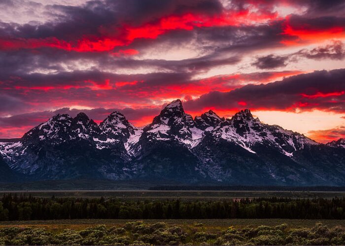 Grand Teton Greeting Card featuring the photograph Teton Sunset by Darren White