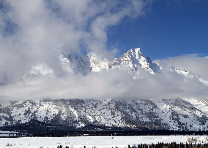 Tetons Greeting Card featuring the photograph Tetons in winter by Edward R Wisell