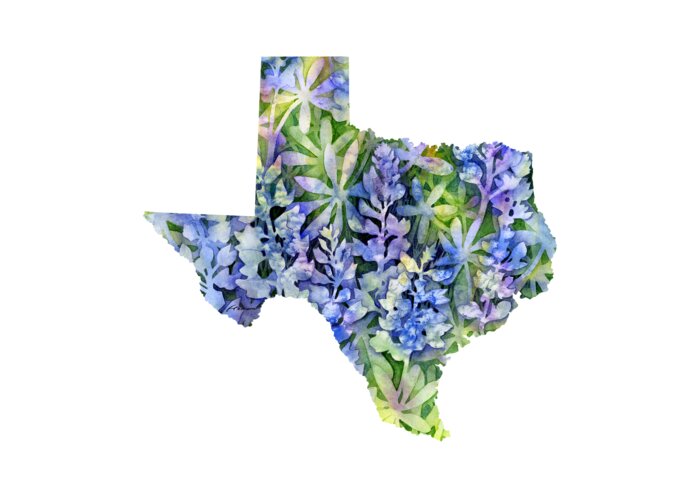 Texas Greeting Card featuring the painting Texas Blue Texas Map on White by Hailey E Herrera