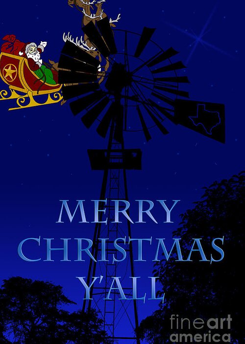 Texas Greeting Card featuring the digital art Texas Christmas Card by Tim Hightower