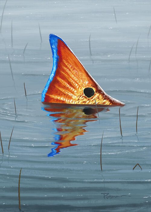 Redfish Greeting Card featuring the digital art Texas Marsh Tailer by Kevin Putman