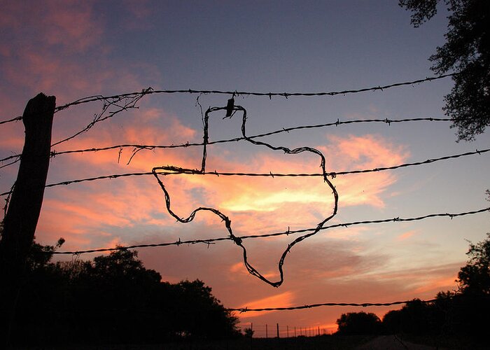 Barbed Wire Greeting Card featuring the photograph Texas Sunset by Robert Anschutz