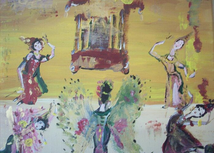 Thai Greeting Card featuring the painting Thai Butterfly dance by Judith Desrosiers