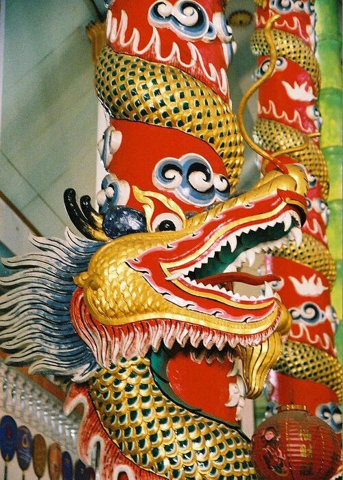 Animal Greeting Card featuring the photograph Thai Dragon by Mary Rogers