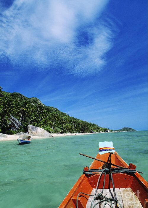 Aqua Greeting Card featuring the photograph Thailand Boat by William Waterfall - Printscapes