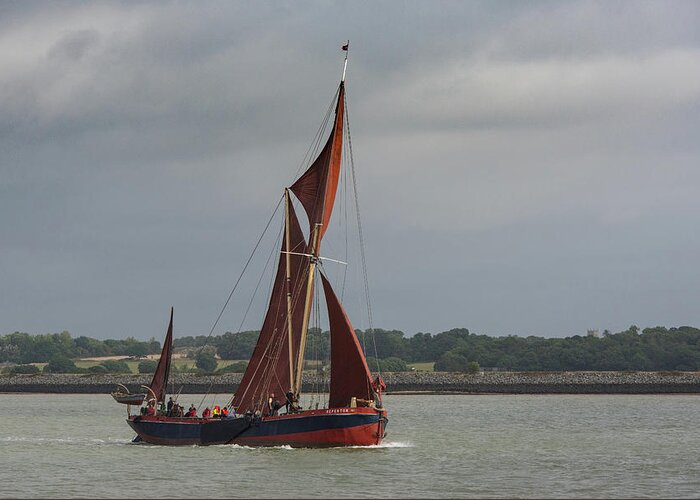 Thames Sailing Barges Greeting Card featuring the photograph Thames sailing barge Repertor by Gary Eason
