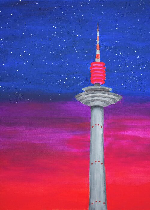 Frankfurt Greeting Card featuring the painting That Night In Frankfurt by Iryna Goodall