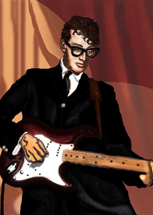 Buddy Holly Greeting Card featuring the digital art That'll Be The Day- Buddy Holly by David Fossaceca