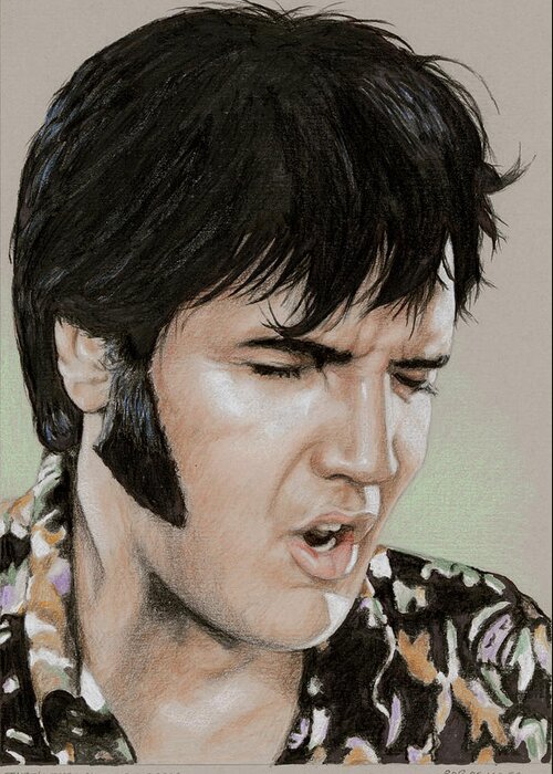 Elvis Greeting Card featuring the drawing Thats the way to rehearse by Rob De Vries