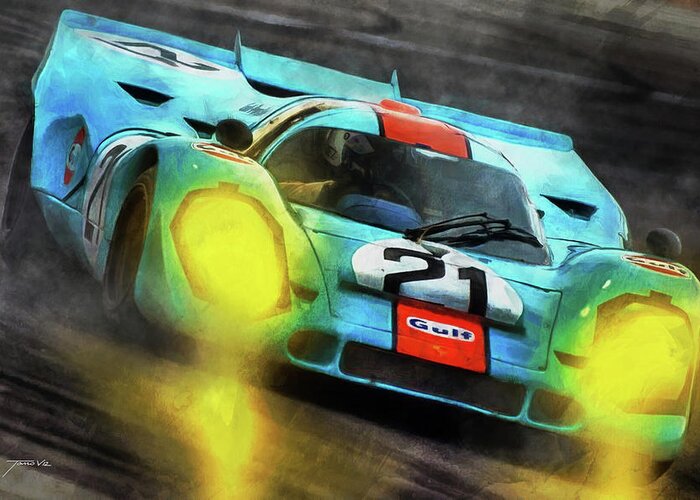 Porsche Greeting Card featuring the painting The 917K by Tano V-Dodici ArtAutomobile