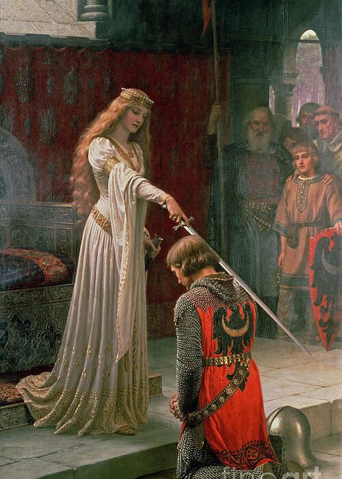 The Greeting Card featuring the painting The Accolade by Edmund Blair Leighton