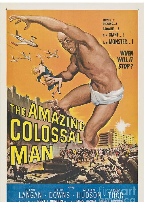 The Amazing Colossal Man Movie Poster Greeting Card featuring the painting The Amazing Colossal Man Movie Poster by Vintage Collectables