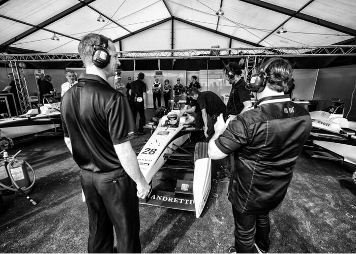 E Formula Race Greeting Card featuring the photograph The Andretti Team by Kevin Cable