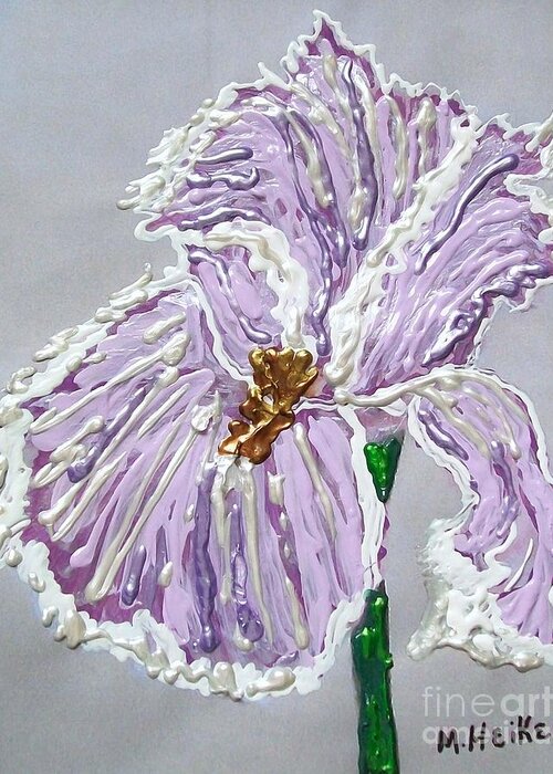 Lavender Greeting Card featuring the painting The Anne- Elizebeth Iris by Marsha Heiken