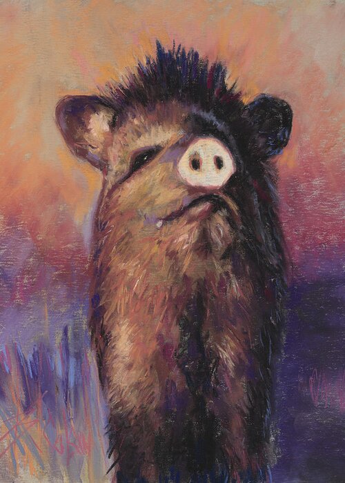 Wild Pig Greeting Card featuring the painting The Aristocrat by Billie Colson