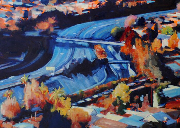 100 Freeway Greeting Card featuring the painting The Arroyo Seco by Richard Willson