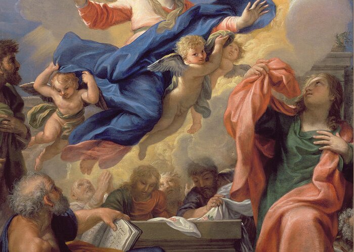 The Greeting Card featuring the painting The Assumption of the Virgin by Guillaume Courtois