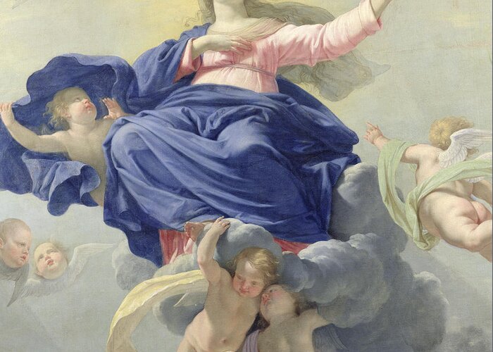 Champaigne Greeting Card featuring the painting The Assumption of the Virgin by Philippe de Champaigne