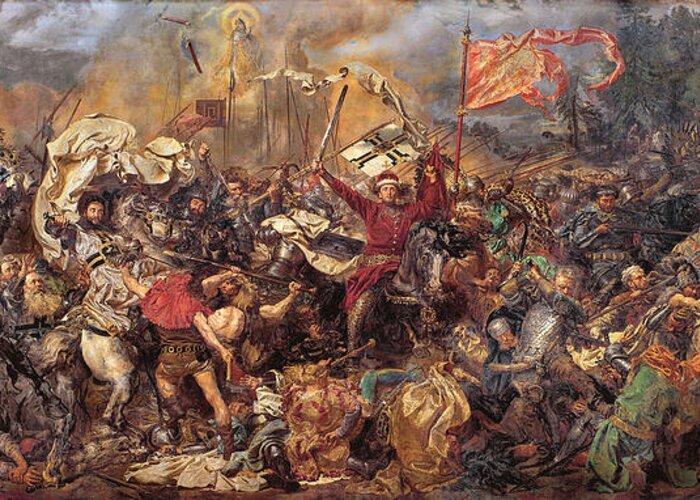 Jan Matejko Greeting Card featuring the painting The Battle of Grunwald by Jan Matejko