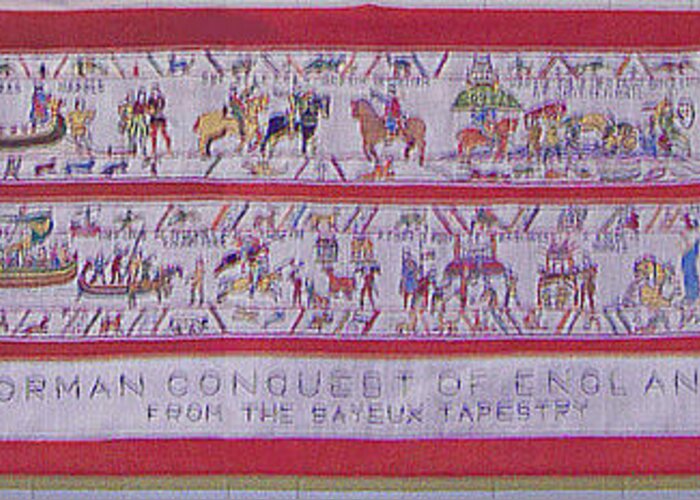 Tapestry Greeting Card featuring the tapestry - textile The Bayeux Tapistery by Eleanor Robinson