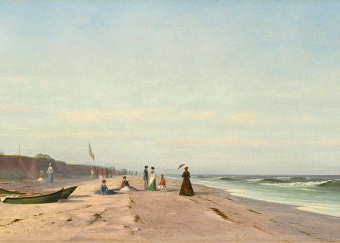 Francis Augustus Silva Greeting Card featuring the painting The Beach at Long Branch New Jersey by Francis Augustus Silva