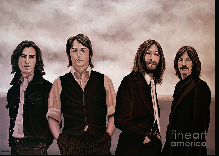 The Beatles Greeting Card featuring the painting The Beatles 3 by Paul Meijering