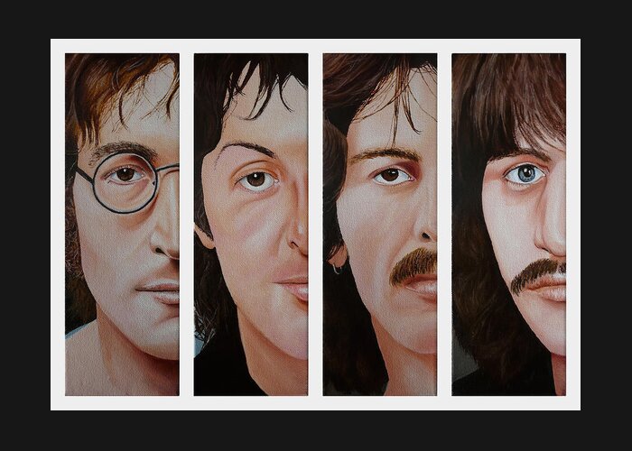 The Beatles Greeting Card featuring the painting The Beatles by Vic Ritchey