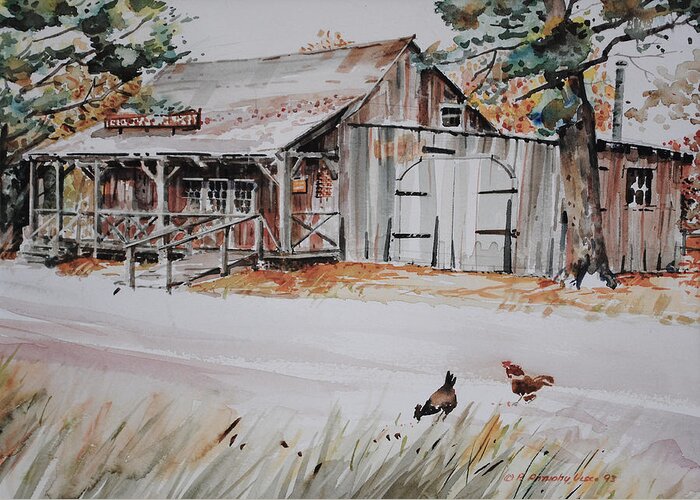 Barn Greeting Card featuring the painting The Blacksmith Shoppe by P Anthony Visco