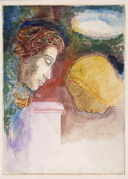 Odilon Redon Greeting Card featuring the painting The Blessing by Odilon Redon