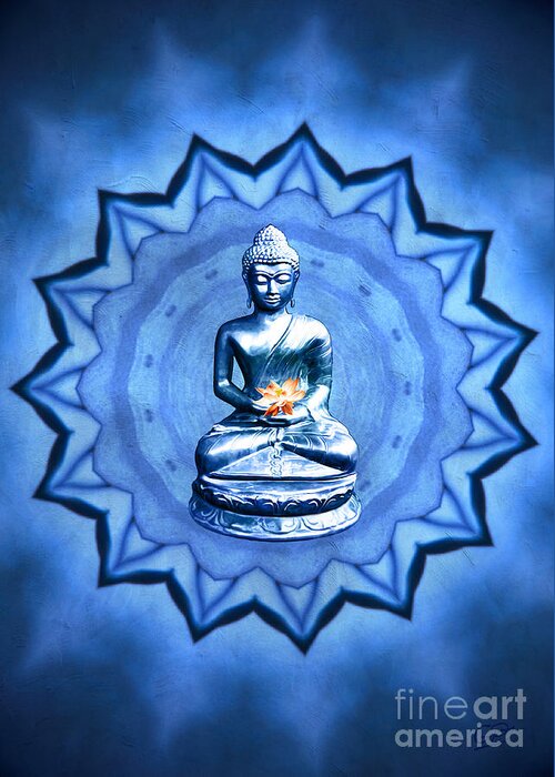 Gabriele Pomykaj Greeting Card featuring the digital art The Blue Buddha Meditation by Gabriele Pomykaj