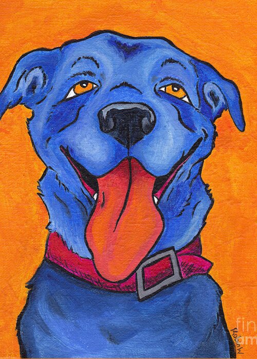 Dog Greeting Card featuring the painting The Blue Dog of Sandestin by Robin Wiesneth