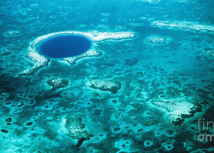 Aerial Photography Greeting Card featuring the photograph The Blue Hole by Lawrence Burry