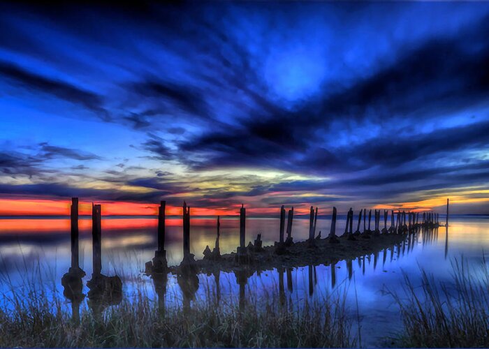 St. Marks National Wildlife Refuge Greeting Card featuring the photograph The Blue Hour Comes to St. Marks #1 by Don Mercer
