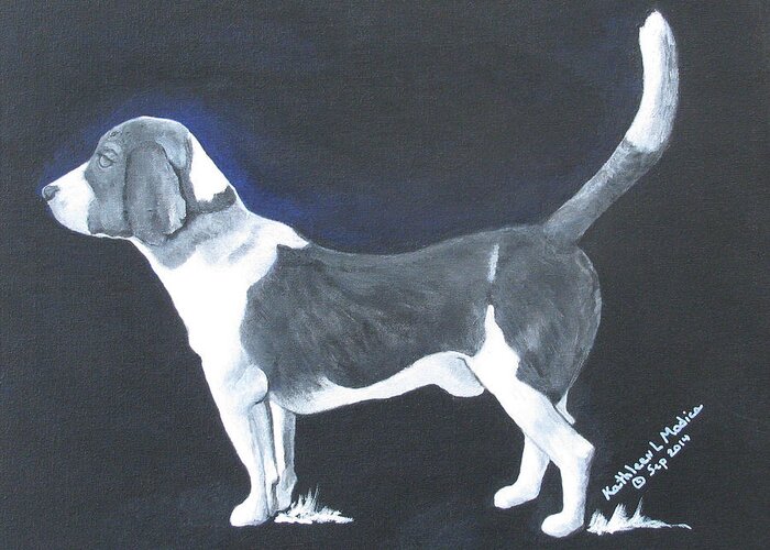 Beagle Art Greeting Card featuring the painting The Blue Knight by Kathleen Modica