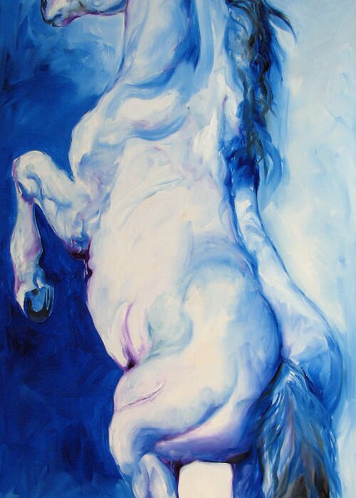 Horse Greeting Card featuring the painting The Blue Roan by Marcia Baldwin