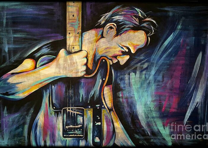 The Boss Greeting Card featuring the painting The Boss Bruce Springsteen by Amy Belonio