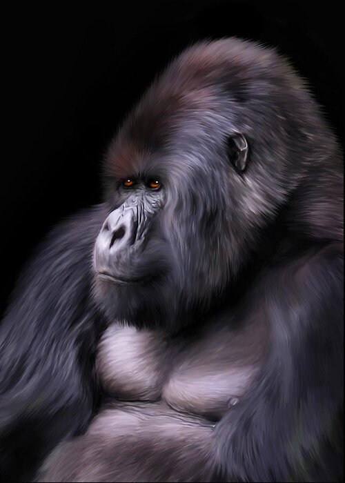 Gorilla Greeting Card featuring the digital art The Boss by Julie L Hoddinott