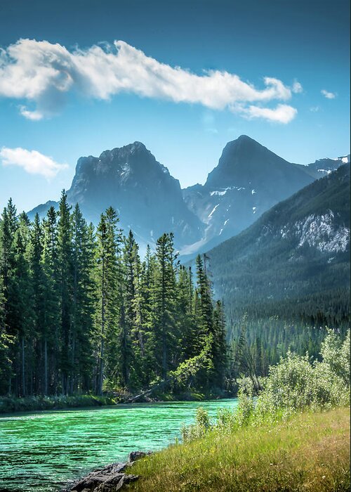 River Greeting Card featuring the photograph The Bow River at Canmore by Phil And Karen Rispin