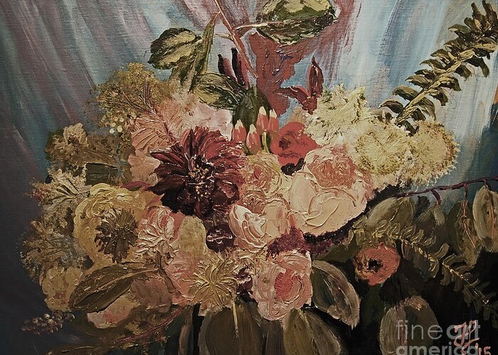 #weddinggift #bridalbouquet Greeting Card featuring the painting The Bridal Bouquet by Francois Lamothe