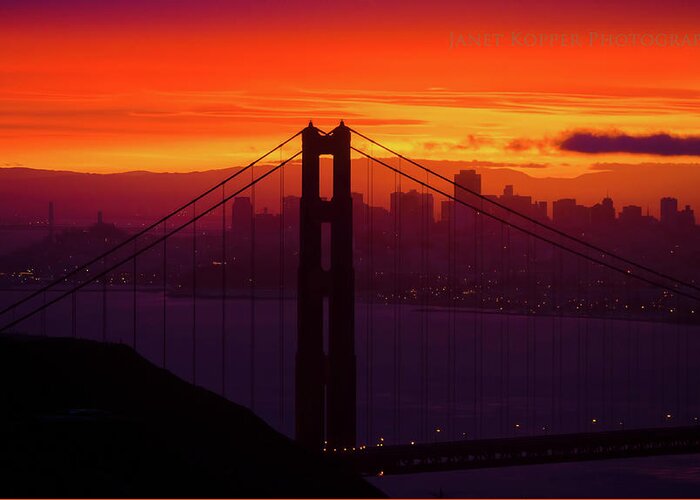 San Francisco Greeting Card featuring the photograph The Bridge and the City by Janet Kopper