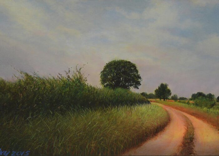 Original Greeting Card featuring the painting The Brighter Road Ahead by Blue Sky