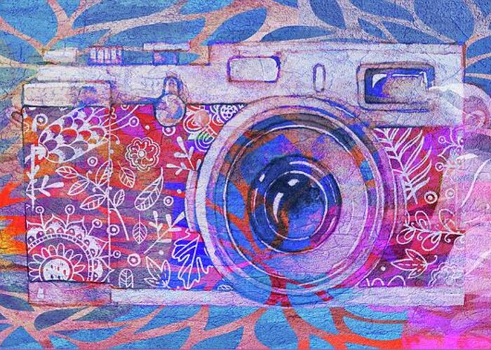Camera Greeting Card featuring the digital art The Camera - 02c3t by Variance Collections