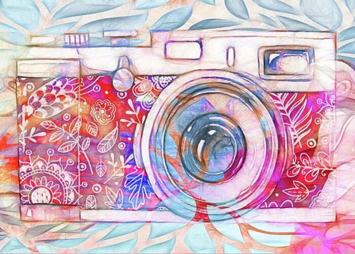 Camera Greeting Card featuring the digital art The Camera - 02c8v2 by Variance Collections