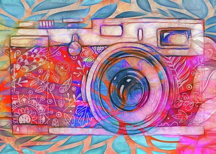 Camera Greeting Card featuring the digital art The Camera - 02v2 by Variance Collections