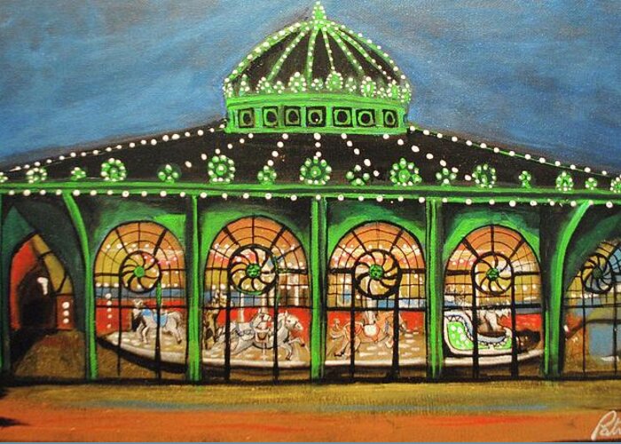 Asbury Park Greeting Card featuring the painting The Carousel of Asbury Park by Patricia Arroyo